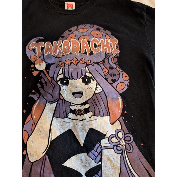 Rare OOP Hololive X Takodachi Shirt Black Omocat EN Ninomae Ina'nis Anime Large - Picture 1 of 6